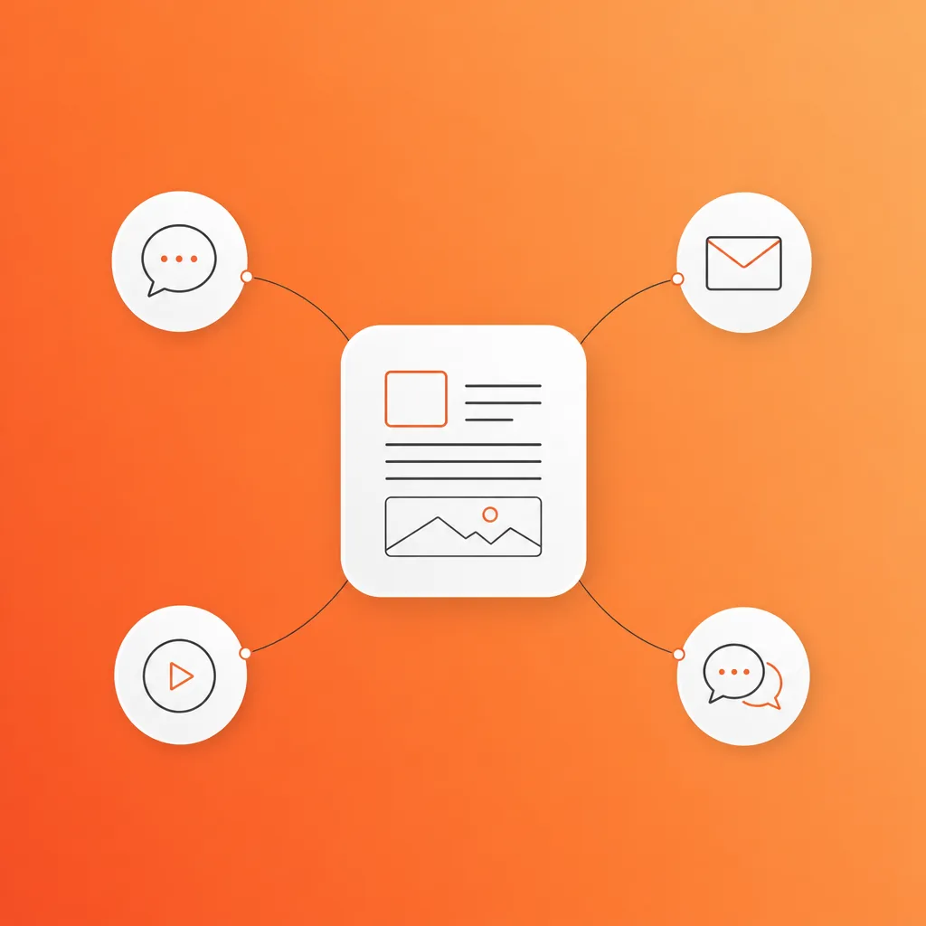 AI content distribution network showing blog posts being routed to LinkedIn, email, and social channels